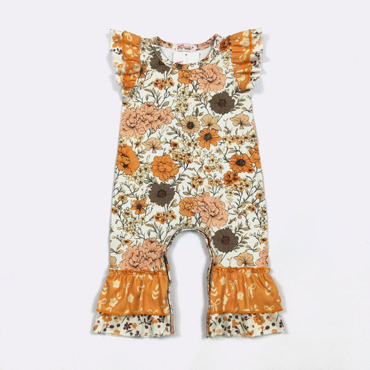 Fall Floral Girls Ruffle Romper