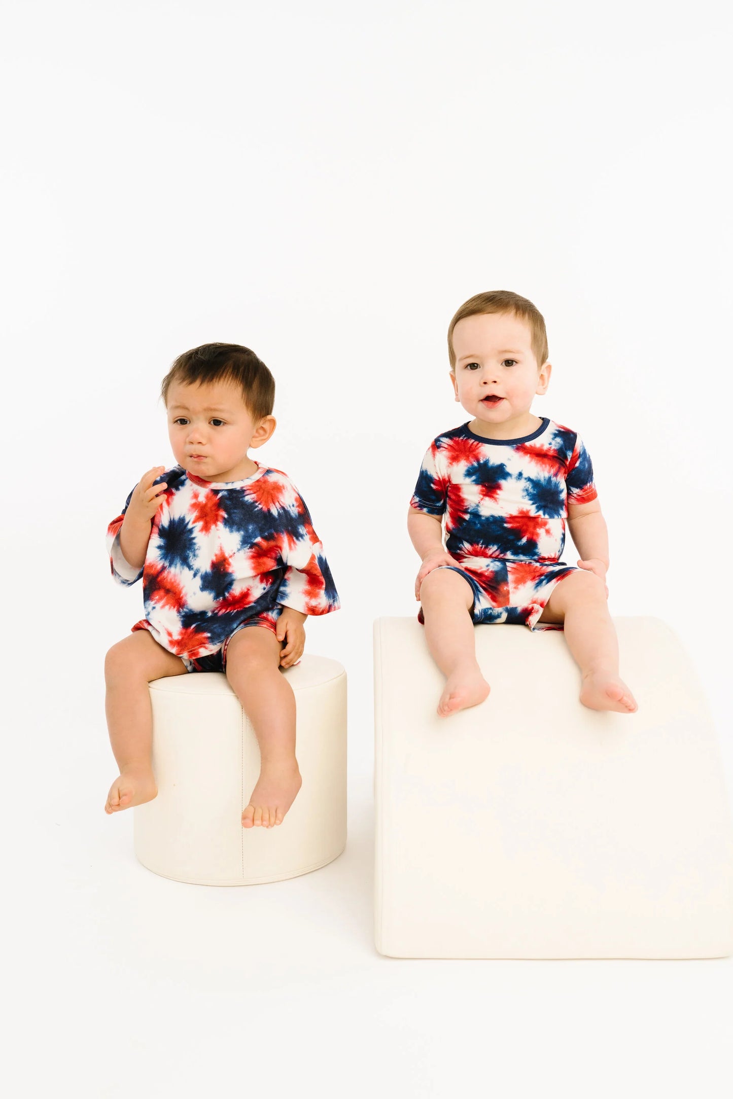 Little One Shop: Firecracker Tie Dye Bamboo Two Piece Short Set
