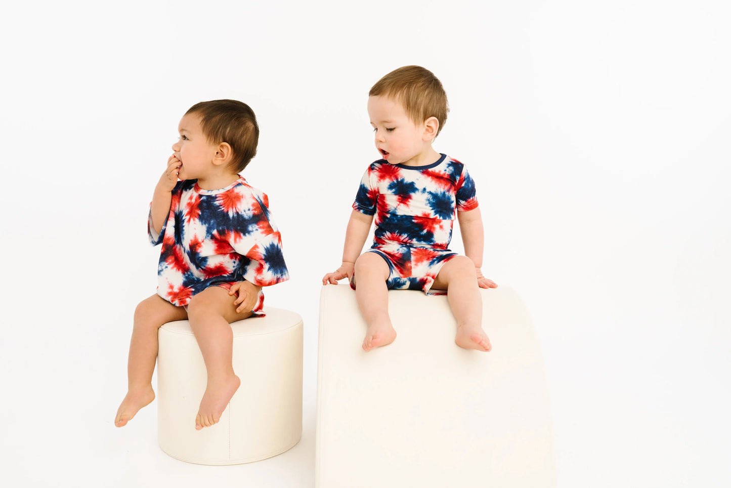 Little One Shop: Firecracker Tie Dye Bamboo Two Piece Short Set