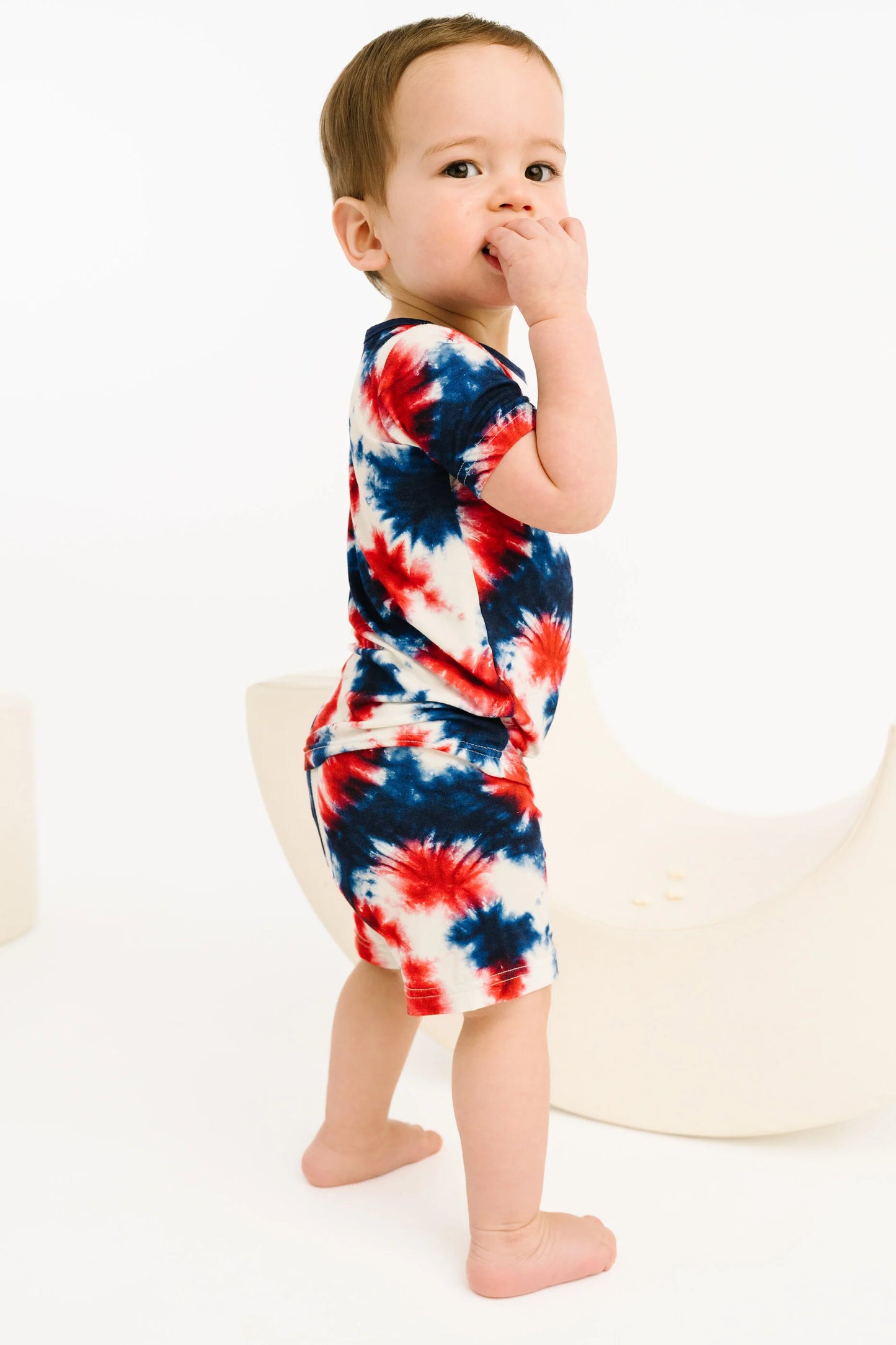 Little One Shop: Firecracker Tie Dye Bamboo Two Piece Short Set