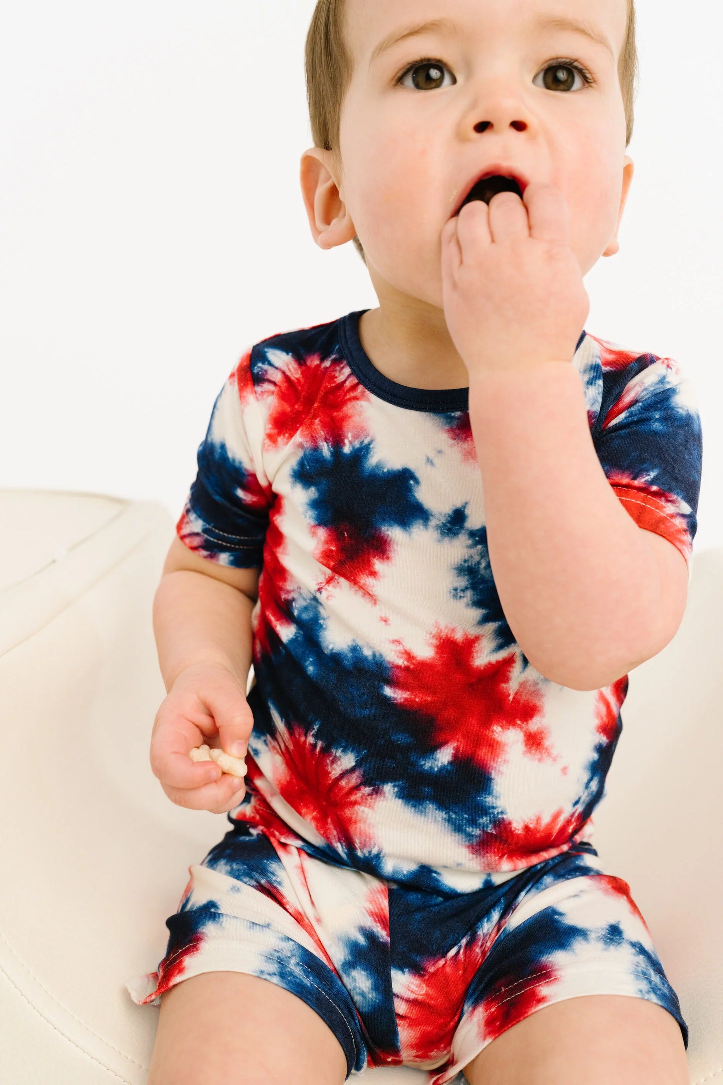 Little One Shop: Firecracker Tie Dye Bamboo Two Piece Short Set