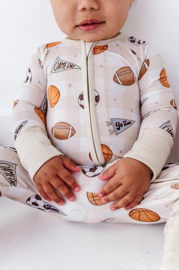 Kiki + Lulu: Game Day Gingham Bamboo Zippy Romper