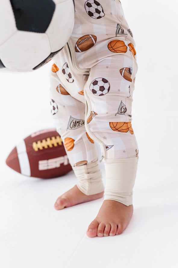 Kiki + Lulu: Game Day Gingham Bamboo Zippy Romper