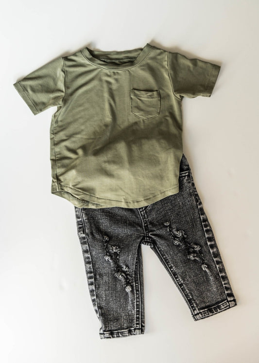 Distressed Skinny Jeans Bamboo - Gray Washed