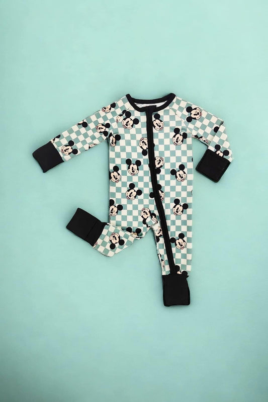 Little One Shop: Teal Checkered Mouse Bamboo Zippy