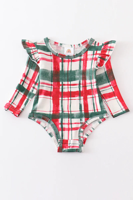 Red/Green Plaid Bamboo Onesie