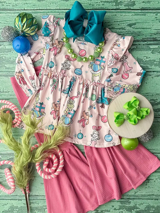 Pink Grinch Bell Bottom Set