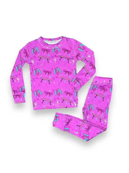 Miller and Co. Gymnastics Print Bamboo Two Piece Set