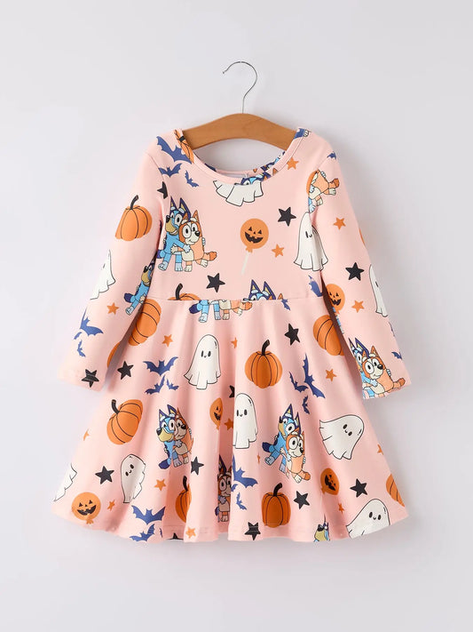Halloween Ghost Pumpkin Character Twirl Dress