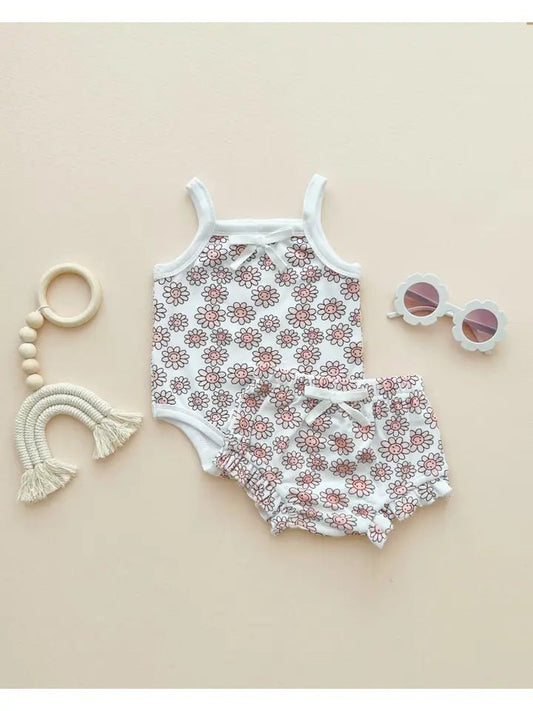 Lucky Panda Kids: Happy Daisy Bodysuit Tank/Short baby set