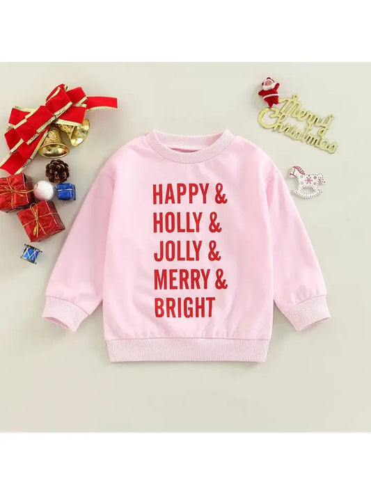 Pink Happy & Holly & Jolly Crewneck