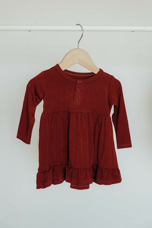 Henley Twirl Dress with short - Redwood