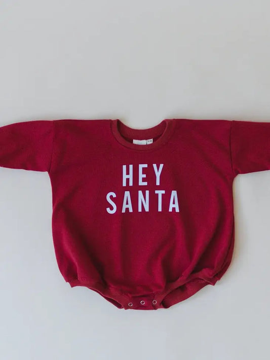 Hey Santa Oversized Bamboo Bubble Romper