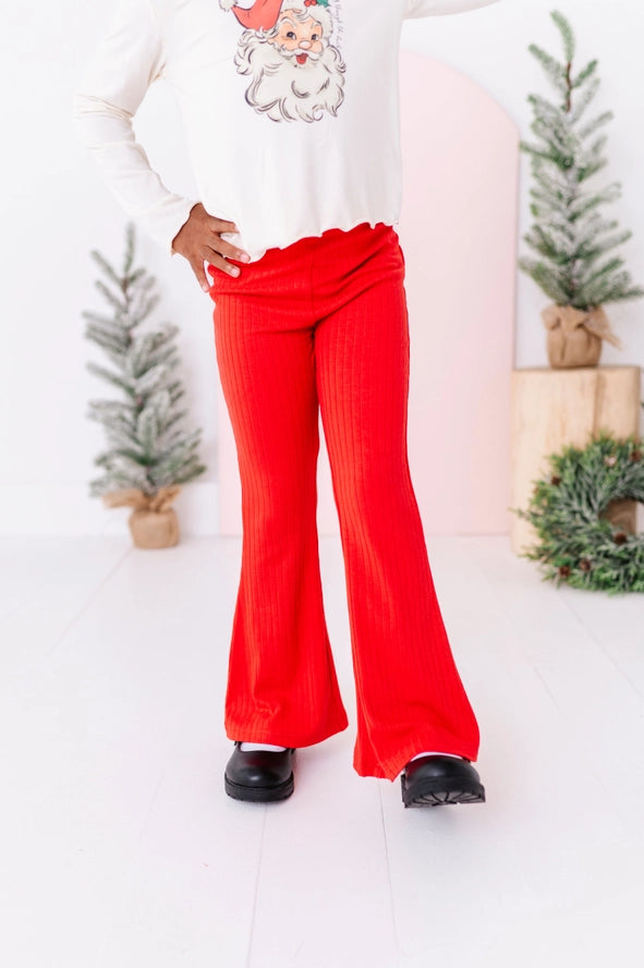 Made By Molly: Holly Red Ribbed Flares