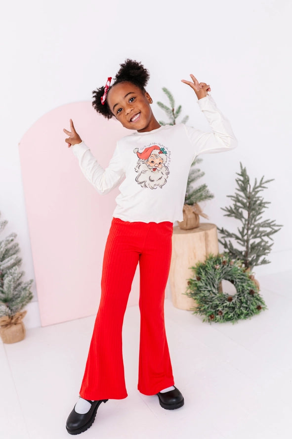 Made By Molly: Holly Red Ribbed Flares