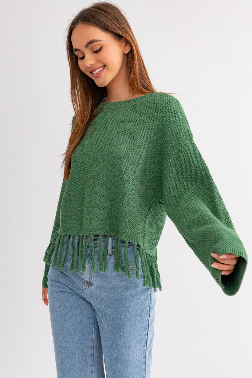 Women's Fringe Sweater- TWO COLORS