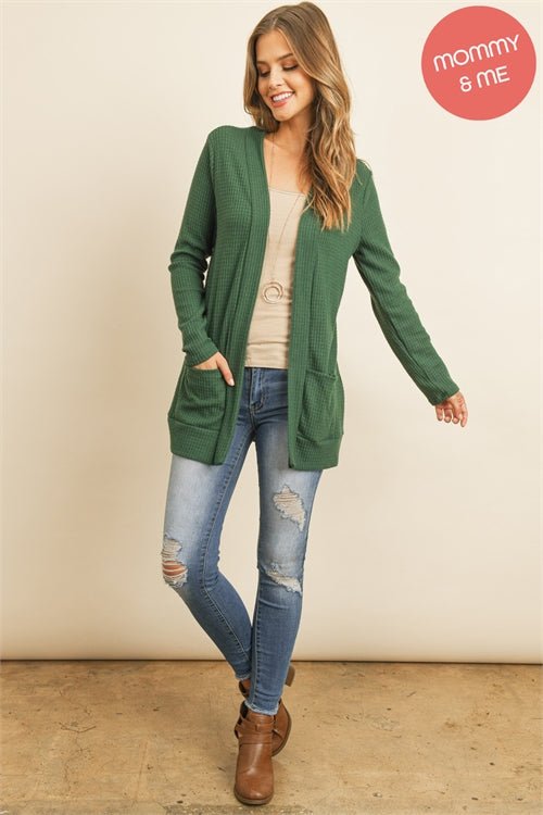 ALL SIZES- Women's Waffle Knit Cardigan: MULTIPLE COLORS