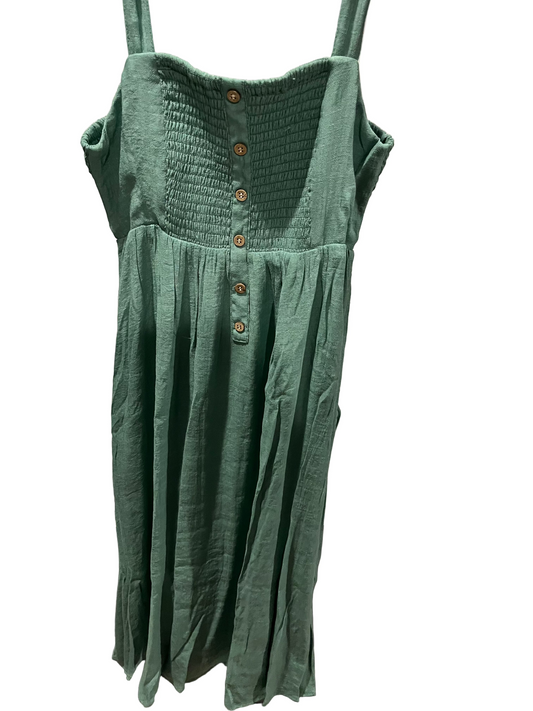 Midi Button Top Dress w/smocked top- Pistachio colored