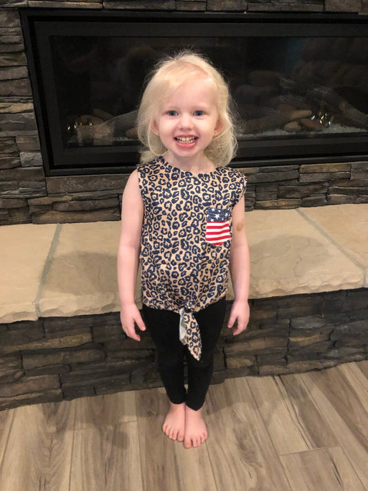 Leopard print flag pocket tank
