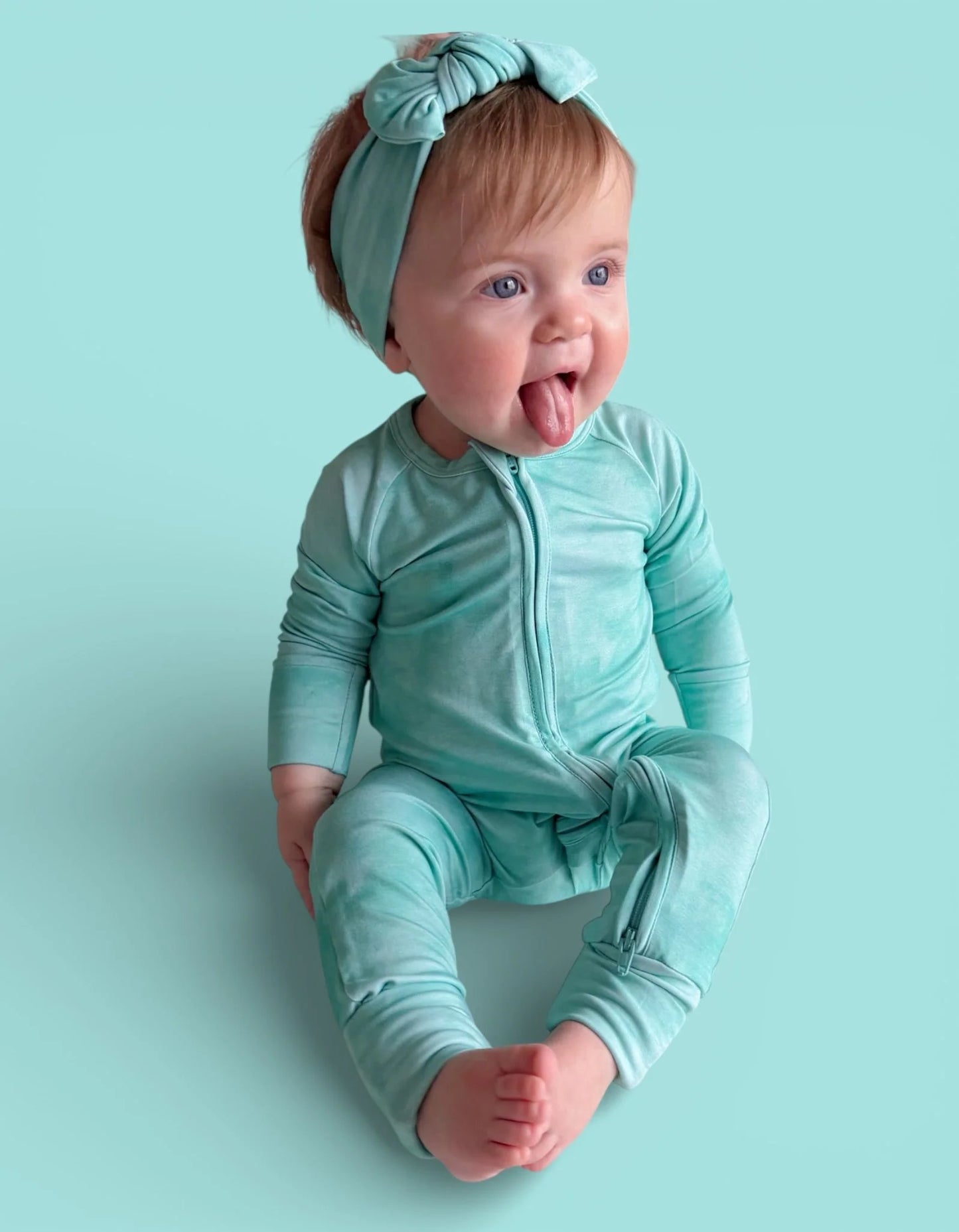 Dream Big: Jade Mist Bamboo Zippy Romper