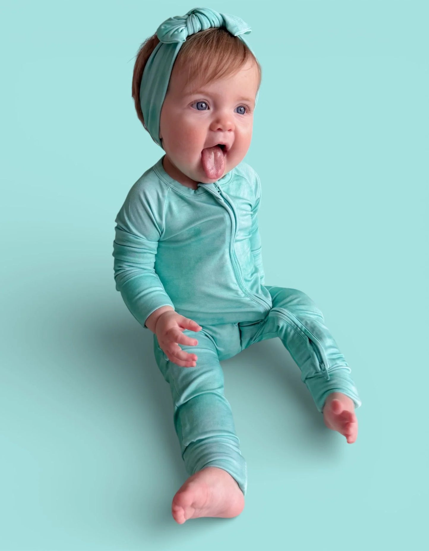 Dream Big: Jade Mist Bamboo Zippy Romper