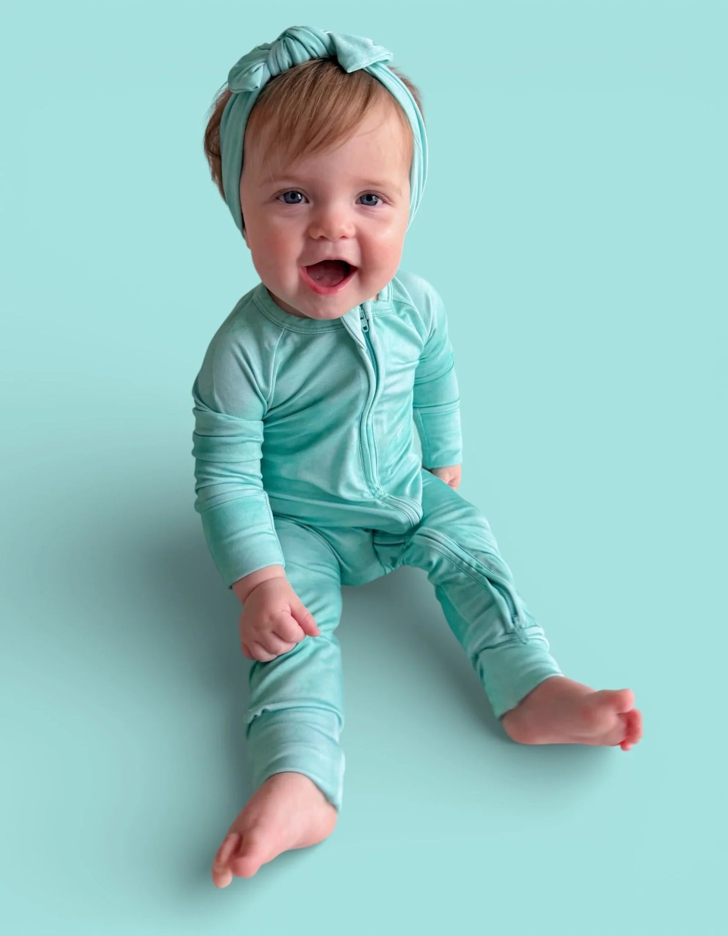Dream Big: Jade Mist Bamboo Zippy Romper