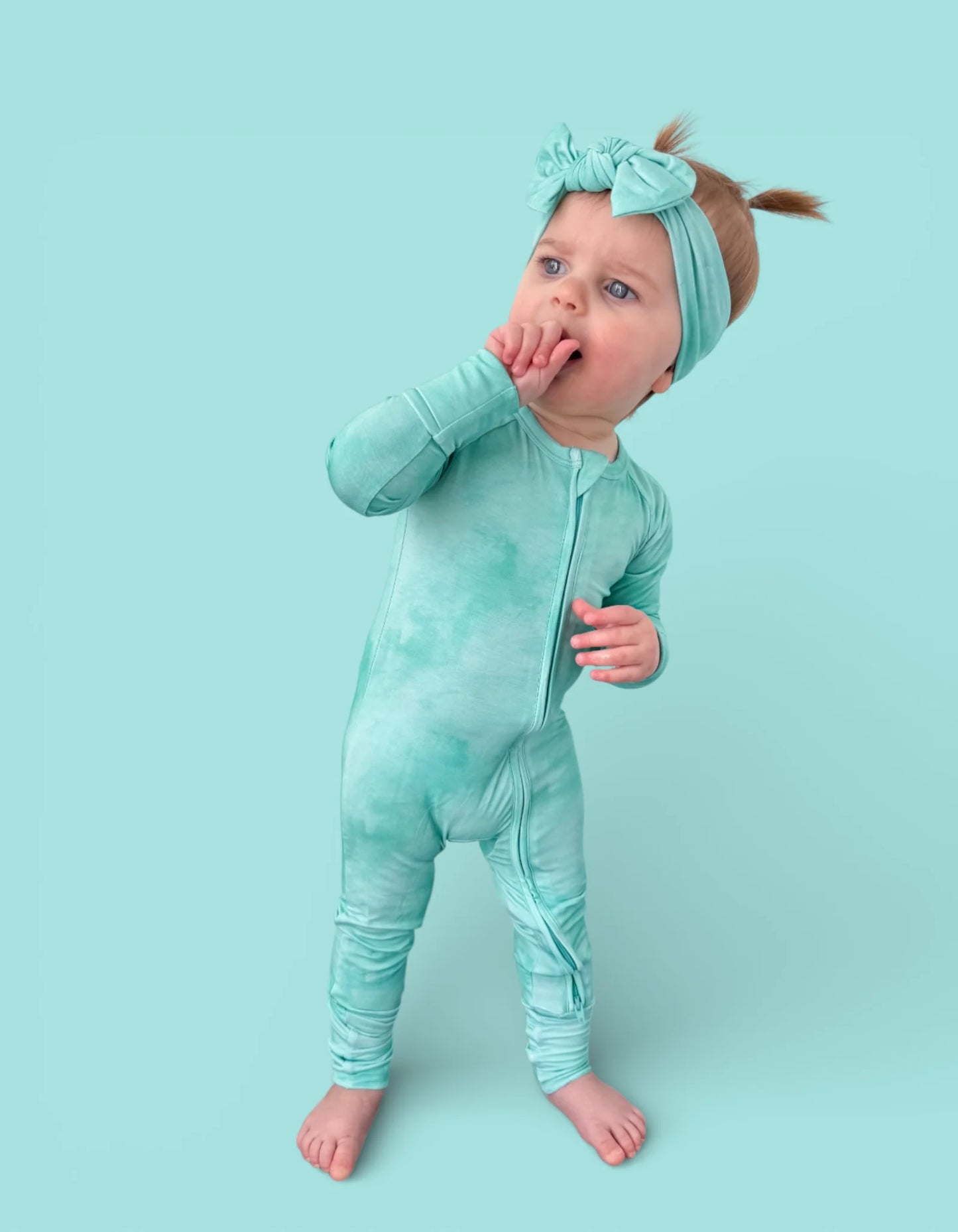 Dream Big: Jade Mist Bamboo Zippy Romper