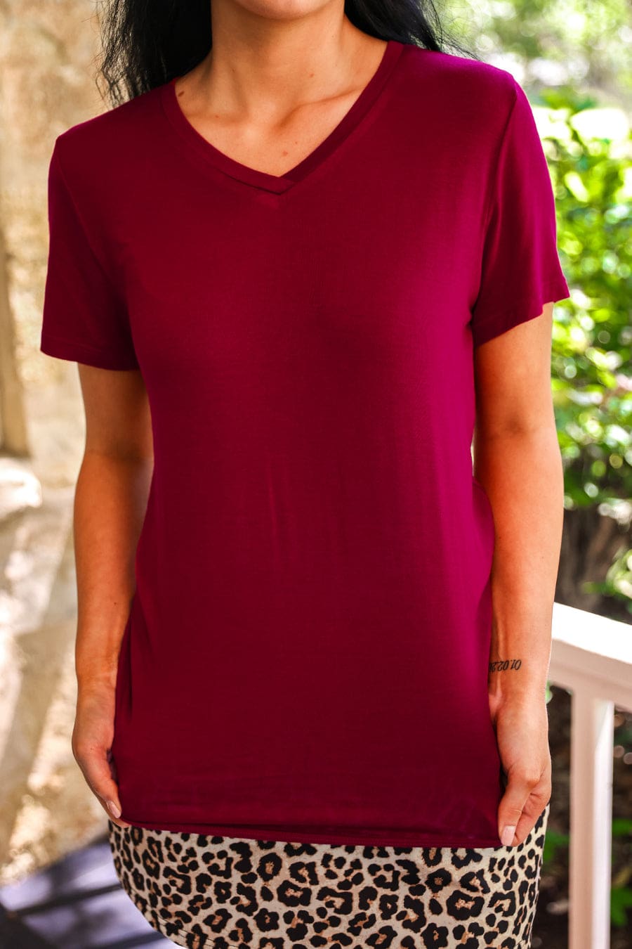 Jess Lea Basic Tee- Burgundy