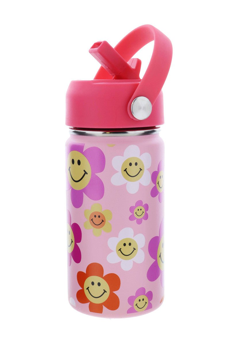 Kids Smiley Flower Power Backpack, Lunchbox & Metal Cup w/straw- (EACH SOLD SEPARETELY)