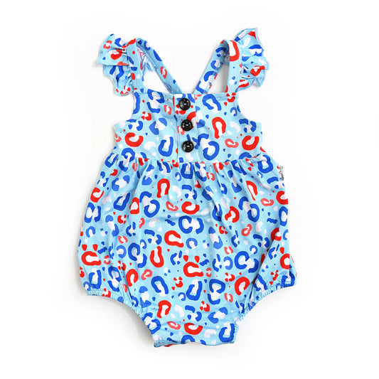 Gigi and Max: Kinsley Leopard Bamboo Button Bubble Romper