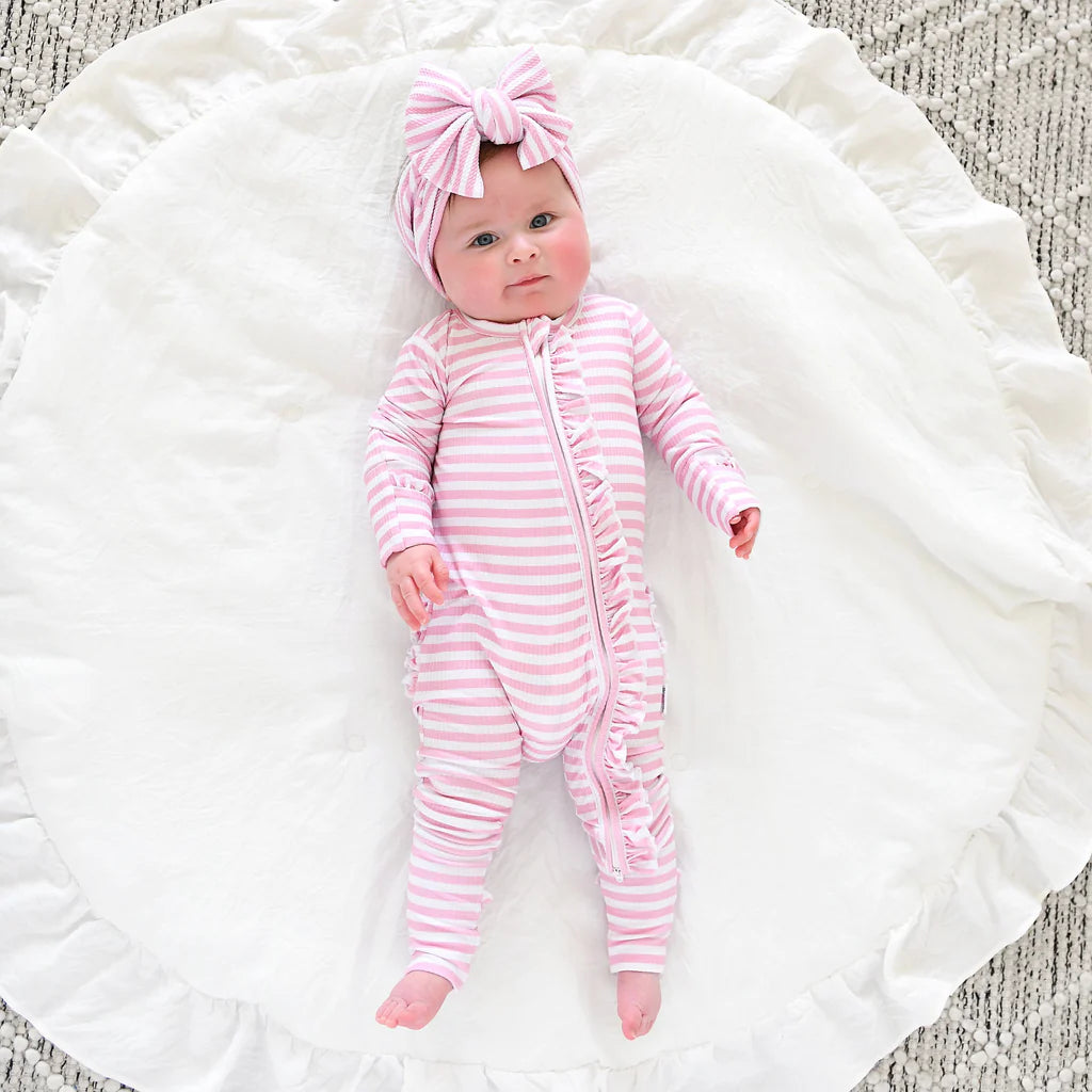 Gigi & Max: Lana Pink Ribbed Bamboo Zippy Romper