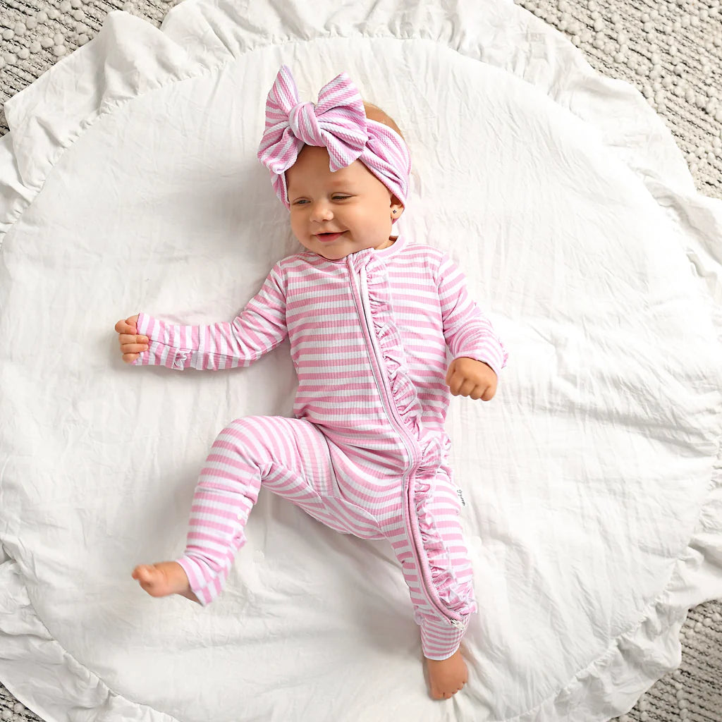 Gigi & Max: Lana Pink Ribbed Bamboo Zippy Romper