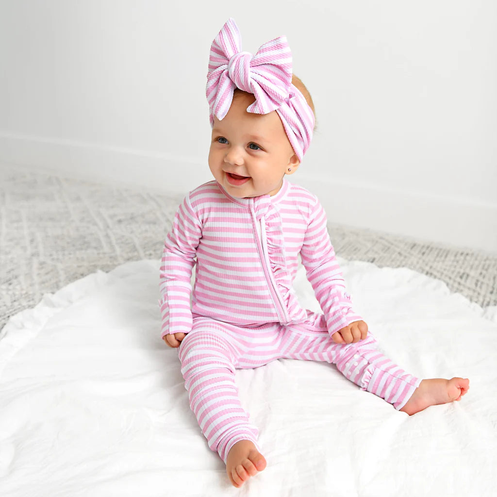 Gigi & Max: Lana Pink Ribbed Bamboo Zippy Romper