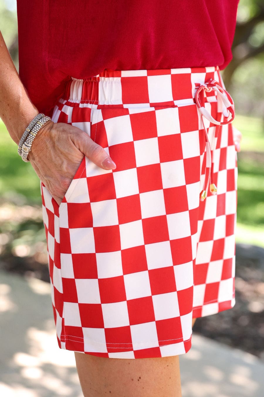 Let's Go Checkered Skort- Red