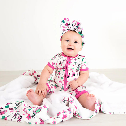 Gigi & Max: Lexi Pink Golf Bamboo Shortie Romper