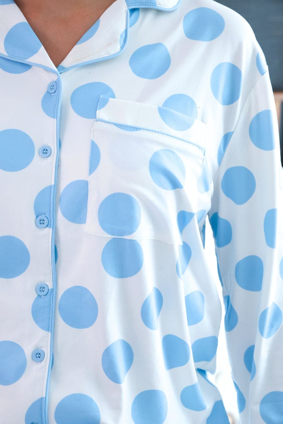 Light Blue Dotty Darling Ruffle Pajama Set