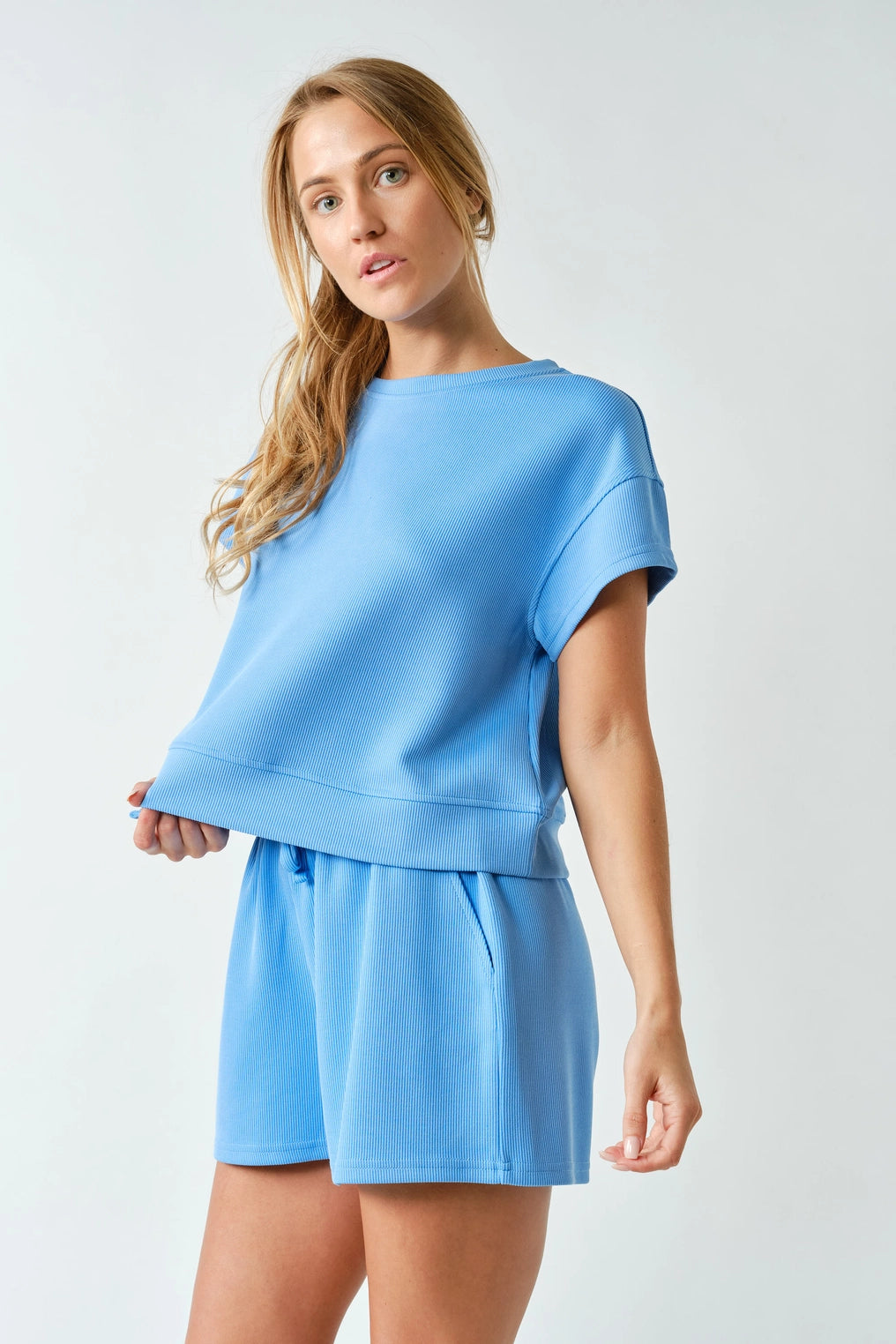 Mono B: Luxe Ribbed Classic Tee/Short Set