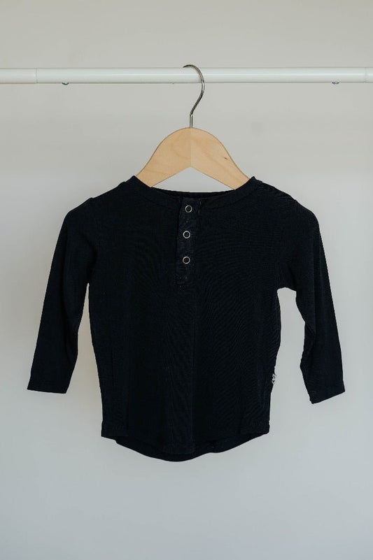 Long Sleeve Henley - Black