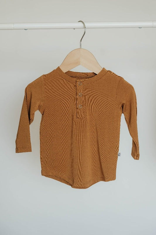 Long Sleeve Henley - Caramel