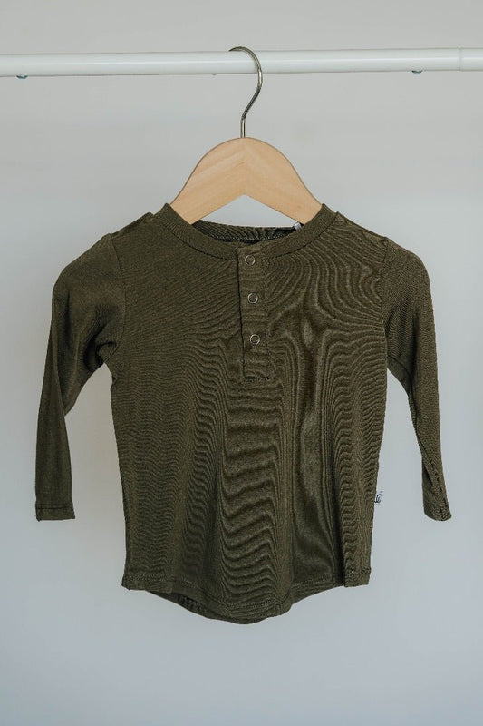 Long Sleeve Henley - Dark Olive