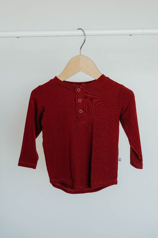 Long Sleeve Henley - Redwood