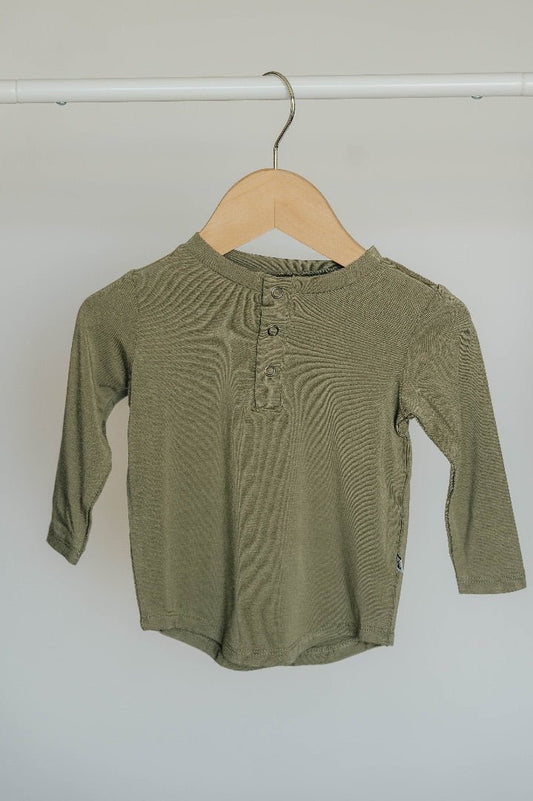 Long Sleeve Henley - Sage