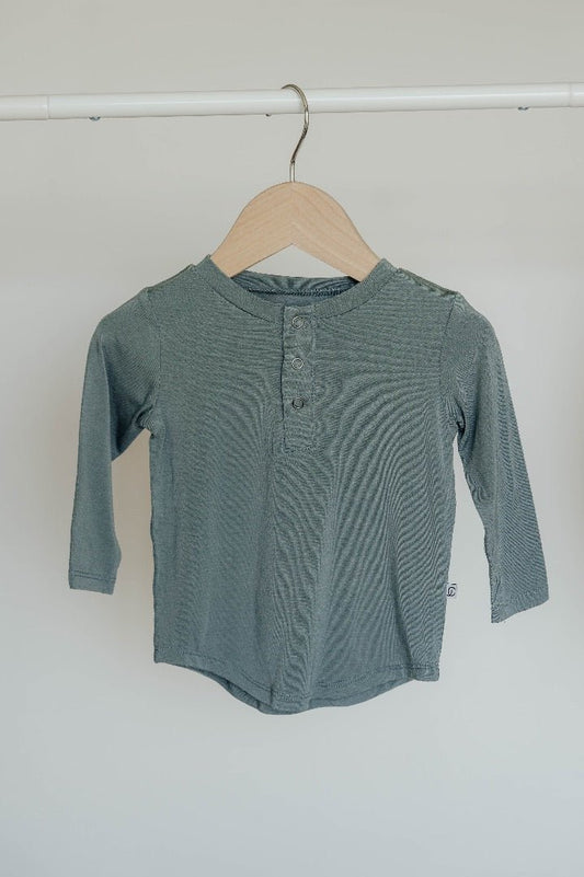 Long Sleeve Henley - Sea Blue