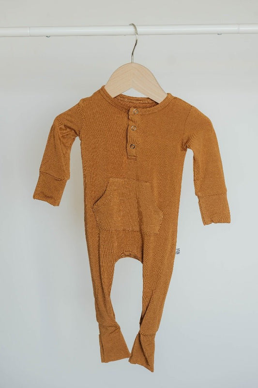 Long Sleeve Romper - Caramel