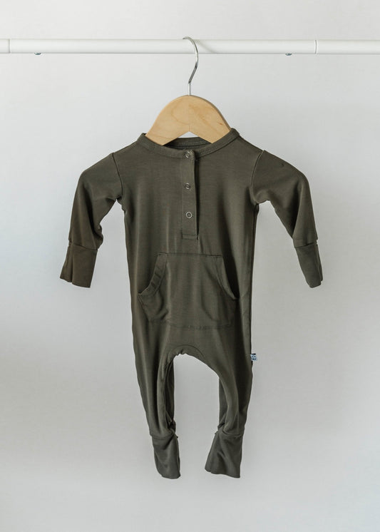 Long Sleeve Romper - Dark Olive