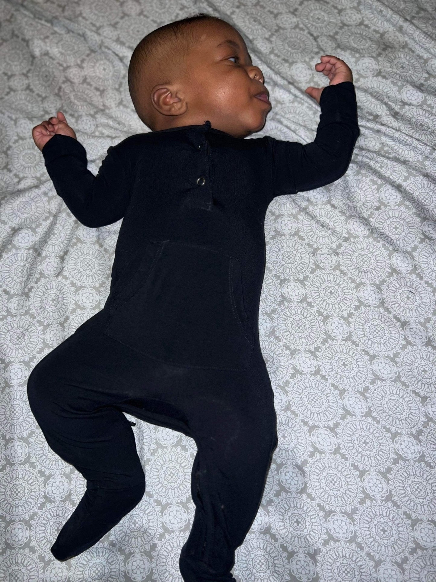 Long Sleeve Romper - Jett Black