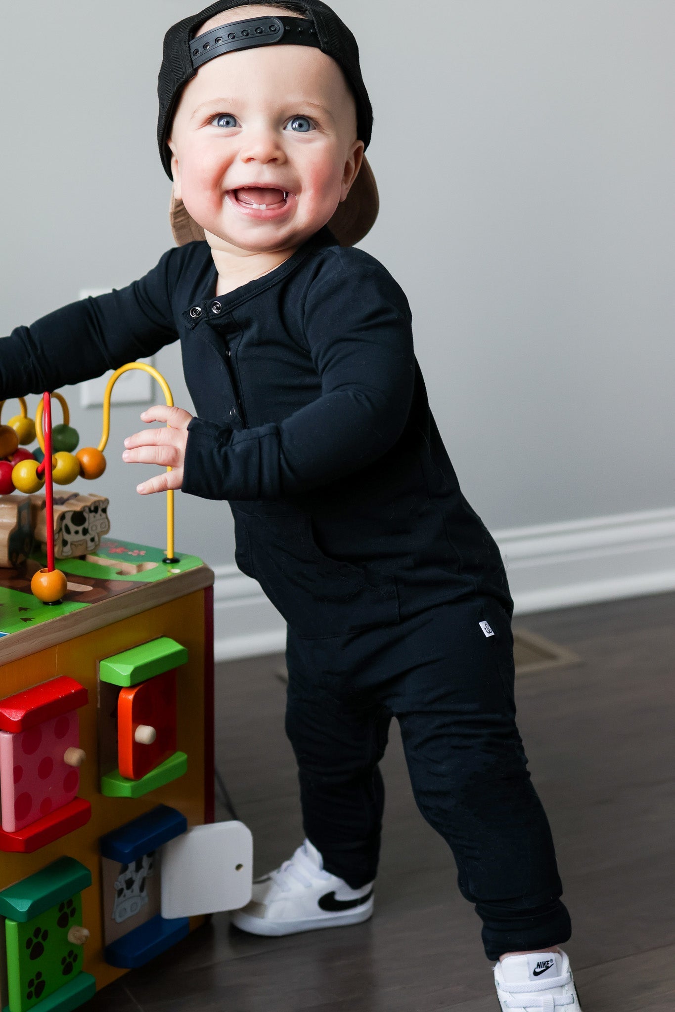 Long Sleeve Romper - Jett Black