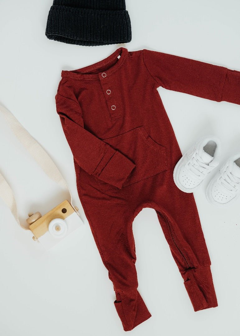 Long Sleeve Romper - Redwood
