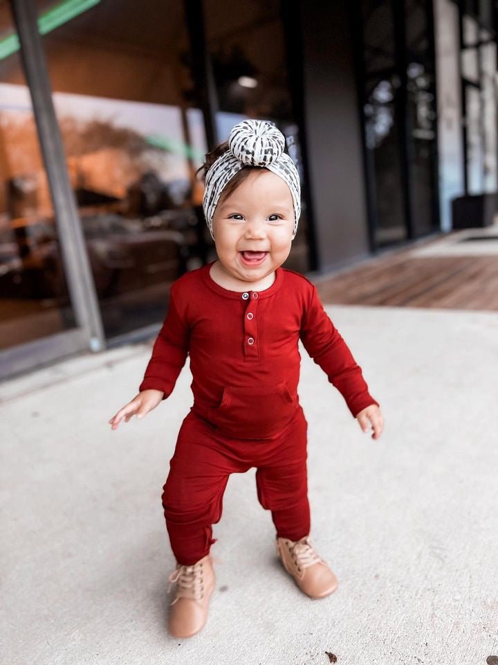 Long Sleeve Romper - Redwood