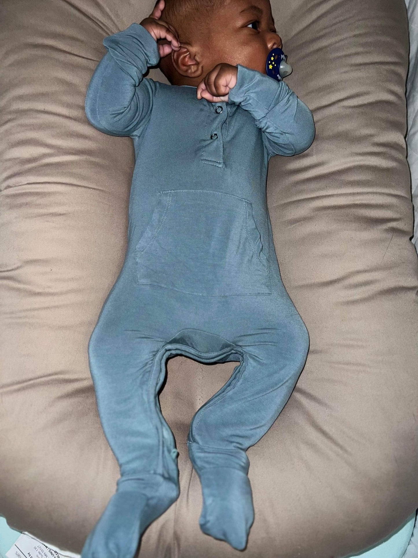 Long Sleeve Romper - Sea Blue